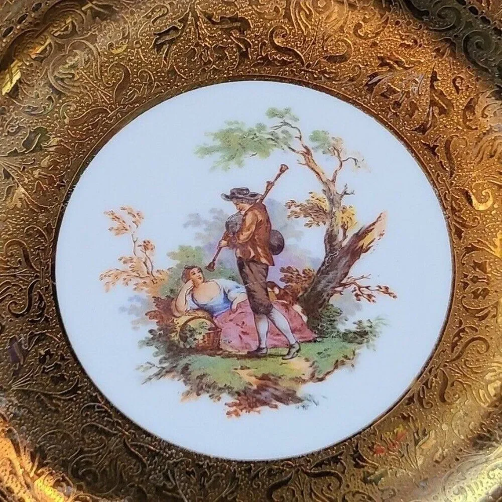 Antique Limoges French Dinner Plates Hand Painted 22K Gold Victorian Lot 3